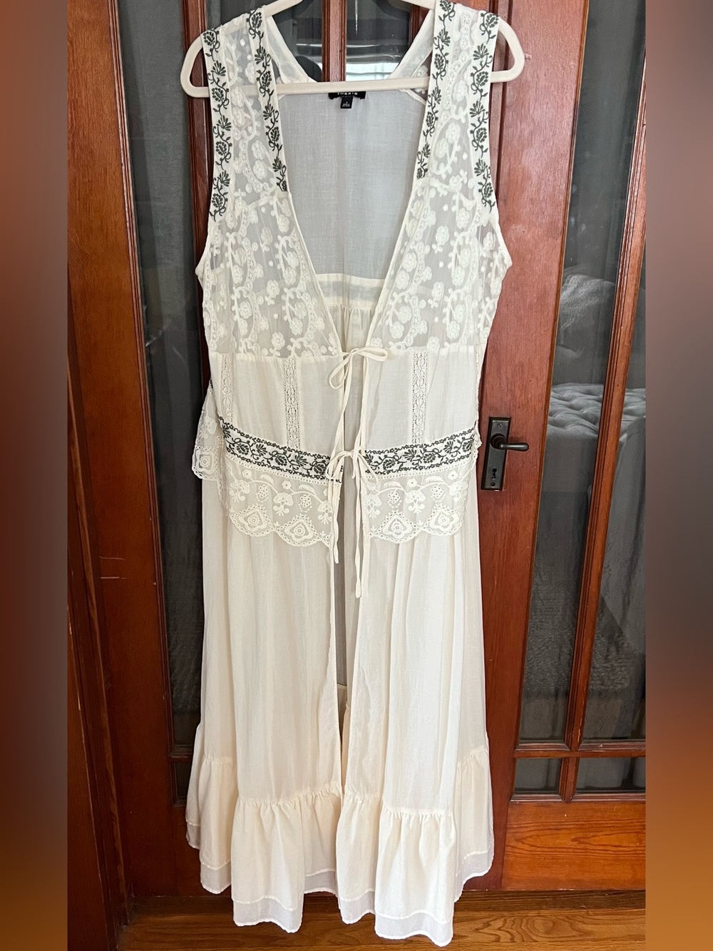 Torrid Cream Lace-Trim Long Vest Duster Cover Up Kimono